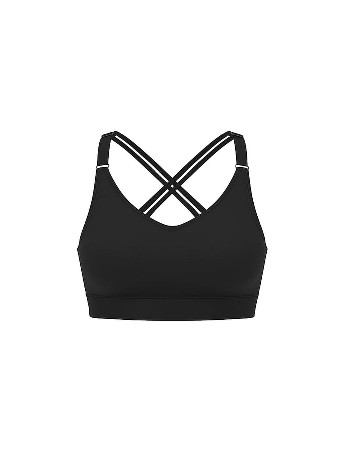 vs Pink Relay Strappy Medium-Support Sports Bra Pure Black 1 of 2 