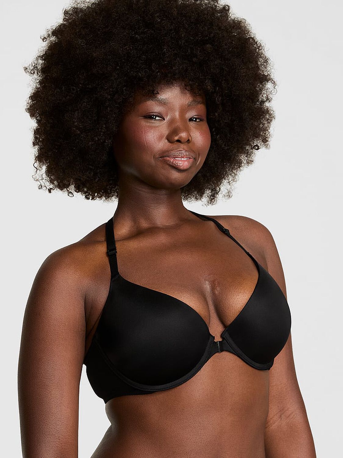 vs Pink Wear Everywhere Wear Everywhere Front-Close Push-Up Bra Black 1 of 3 