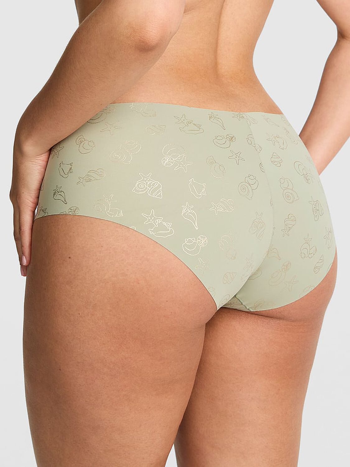 pink Pink No-Show Hiphugger Panty Green Shell Foil Print 2 of 3 