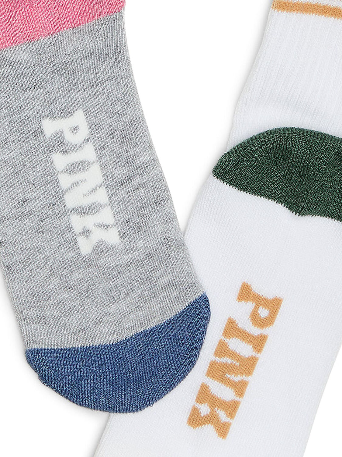 vs Pink 2-Pack Quarter Socks Heather Grey/Optic White 2 of 2 