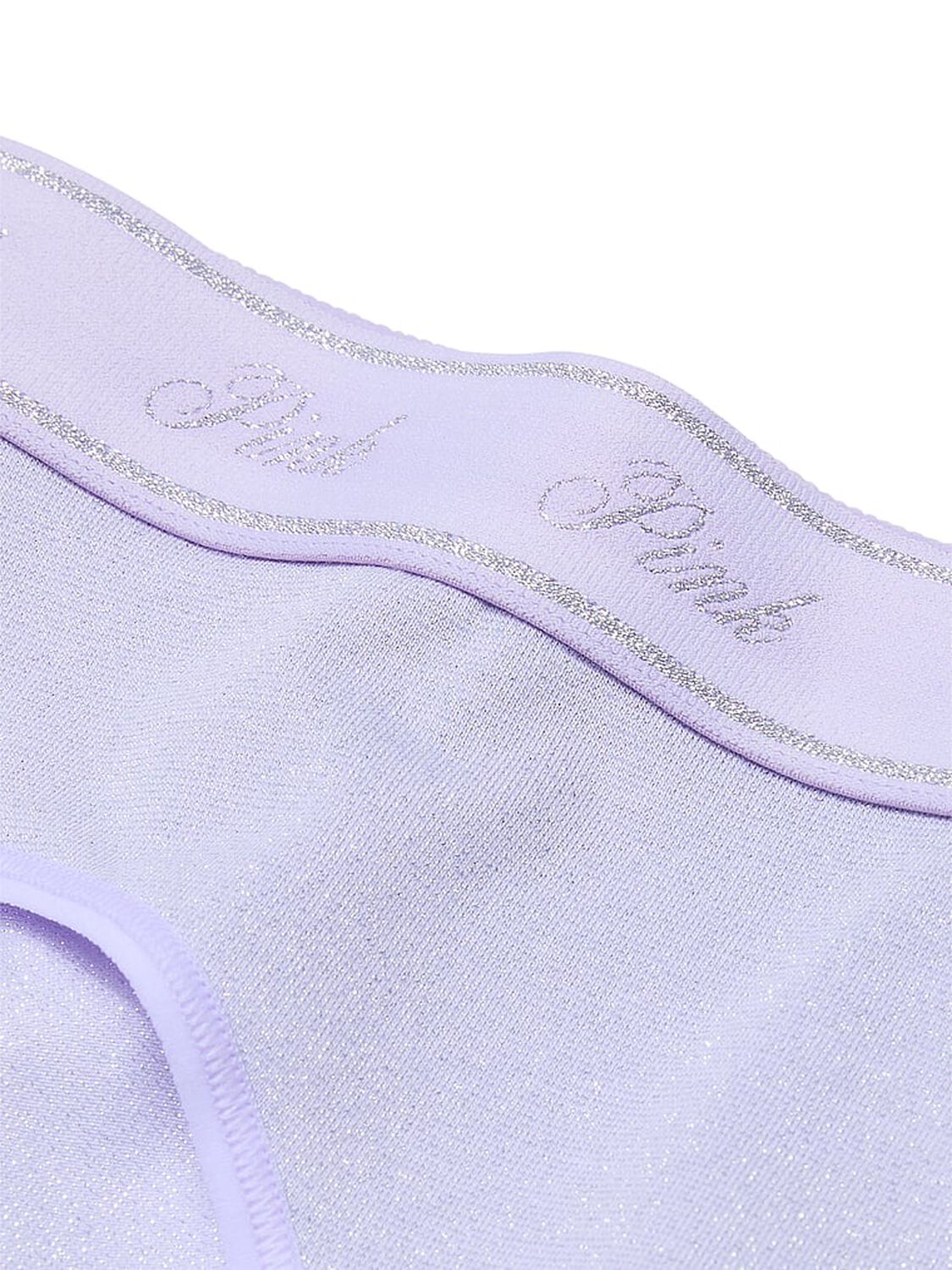 vs Pink Logo Cotton Shimmer Hiphugger Panty Purple Cloud Sparkle Knit 4 of 4 
