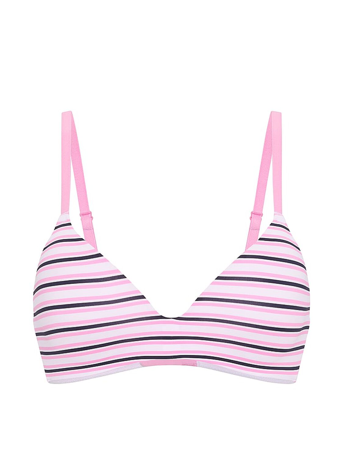 vs Pink Wear Everywhere&trade; Lightly Lined Wireless Bra Pink Lollipop & Navy Stripe Print 3 of 3 