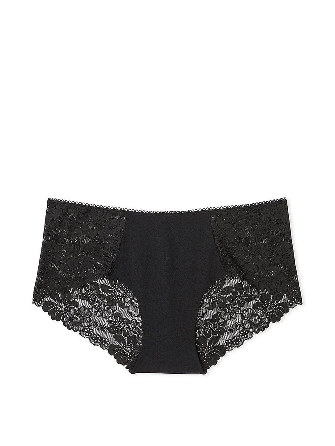 vs Pink No-Show Hiphugger Panty Pure Black Lace Trim 3 of 3 