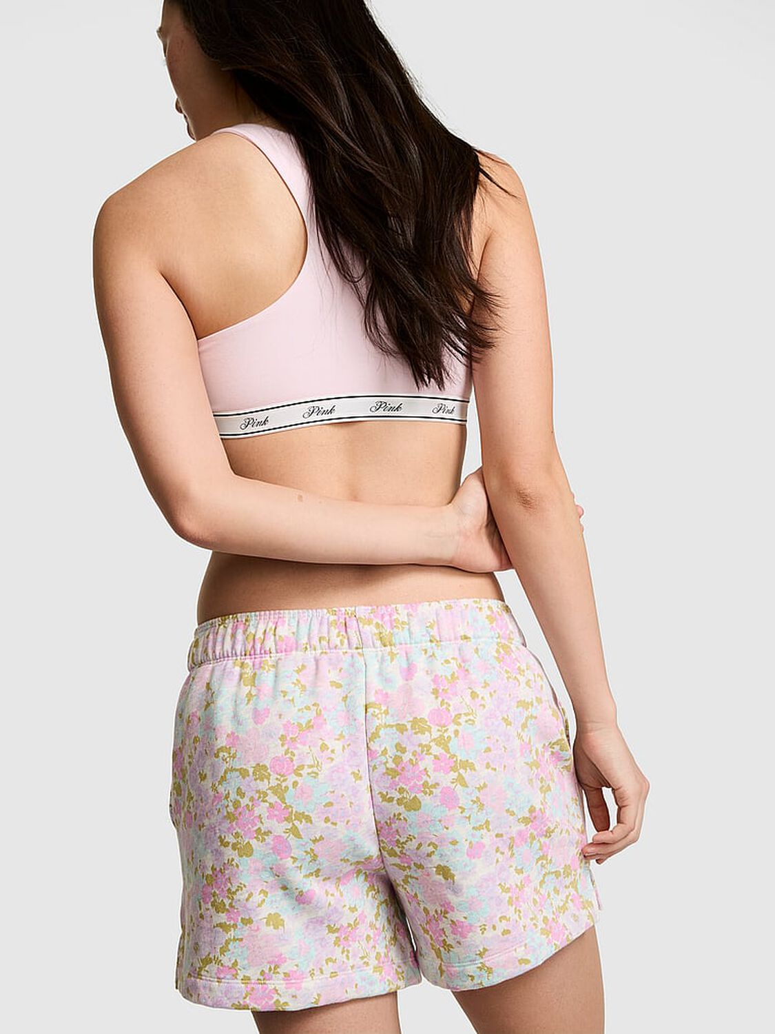 vs Pink Campus Fleece&trade; Roll-Down Shorts Floral 2 of 3 