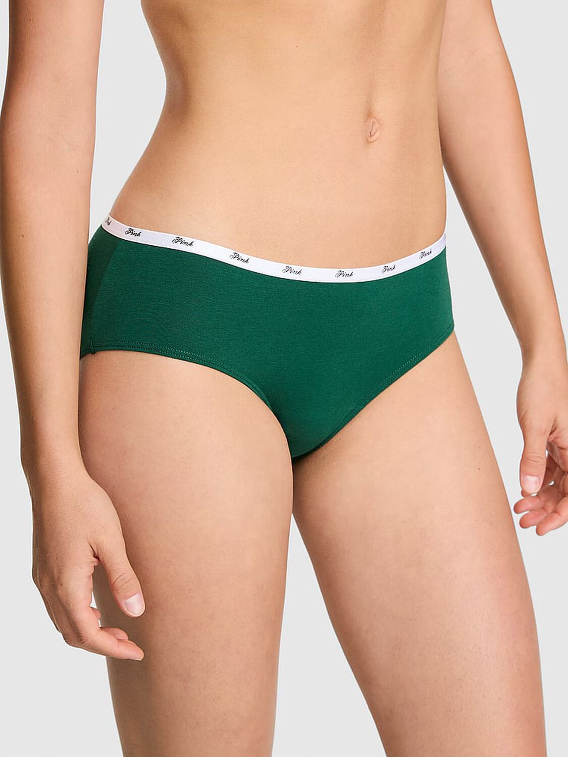 vs Pink Logo Cotton Hiphugger Panty Jaguar Green 1 of 3 