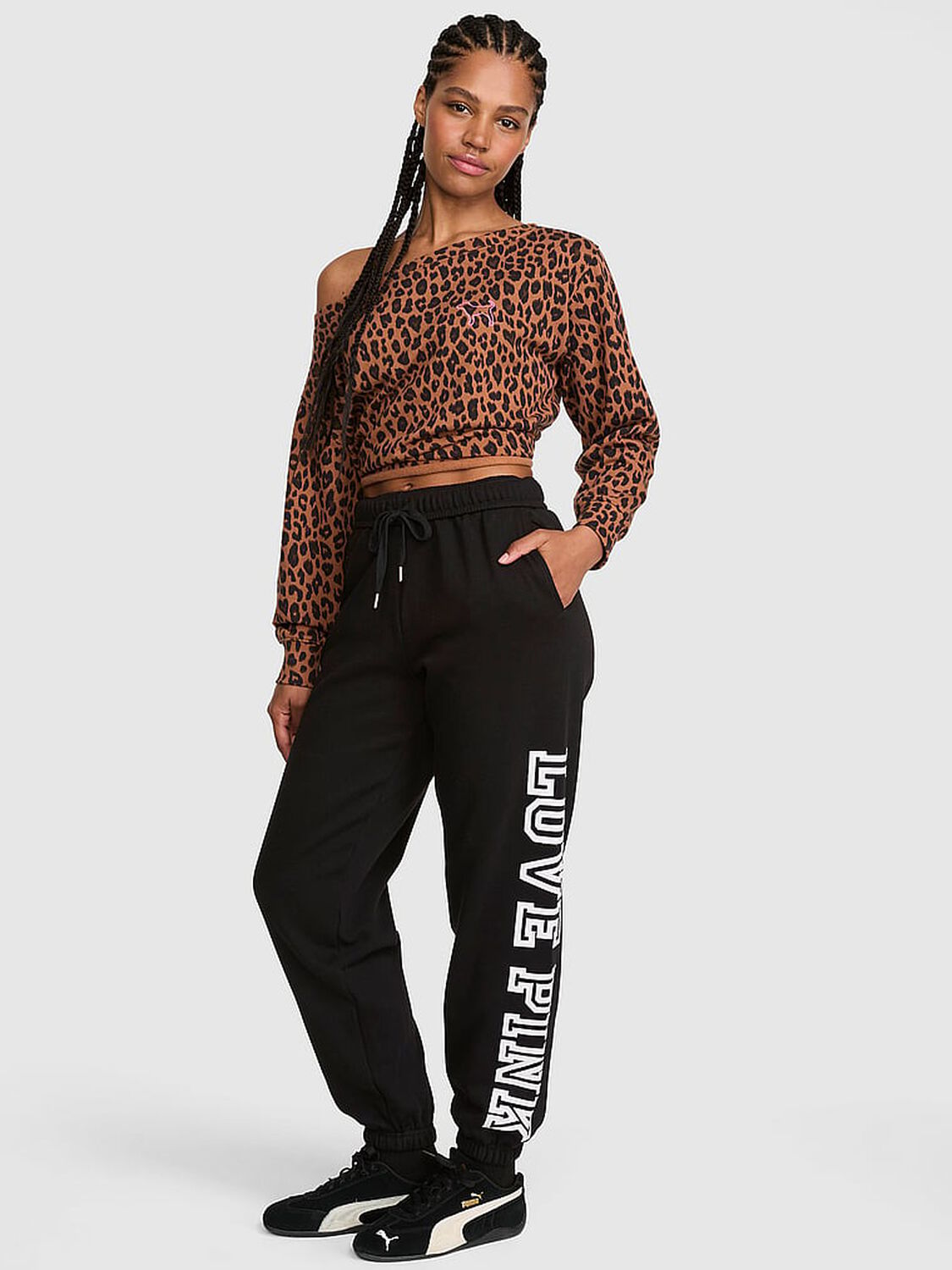 vs Pink Campus Fleece&trade;&nbsp;Sweatpants Pure Black 1 of 3 