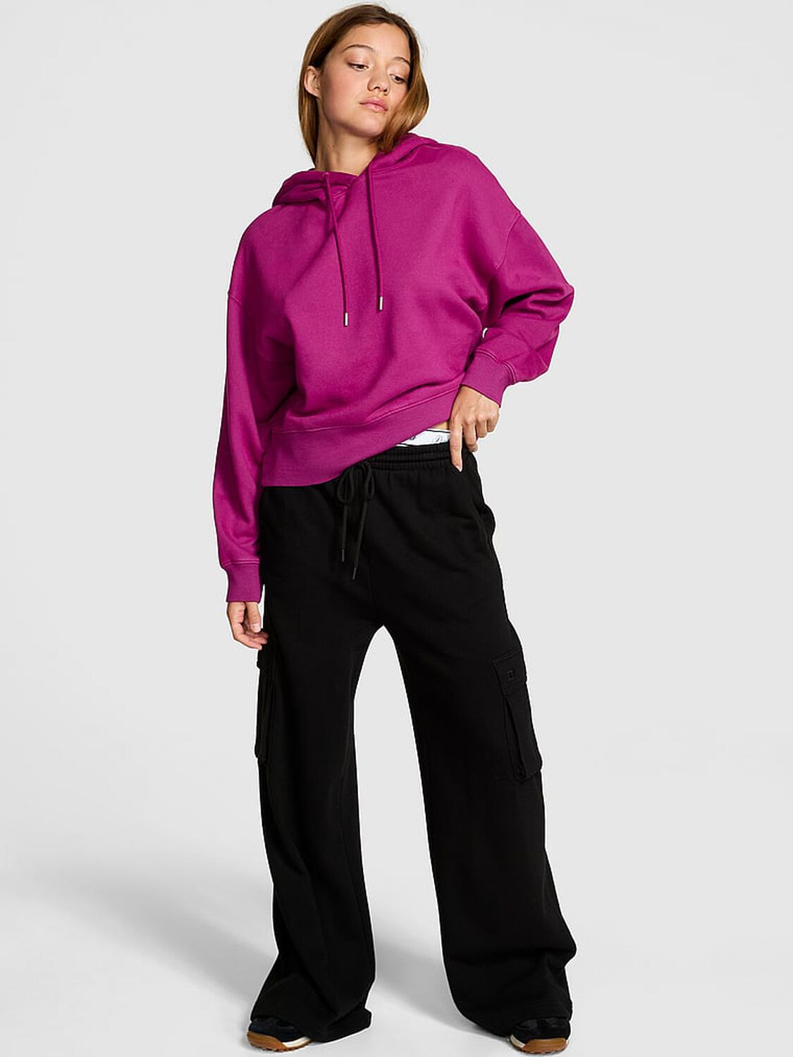 vs Pink Luxe Fleece Hoodie Magenta Rose 1 of 2 