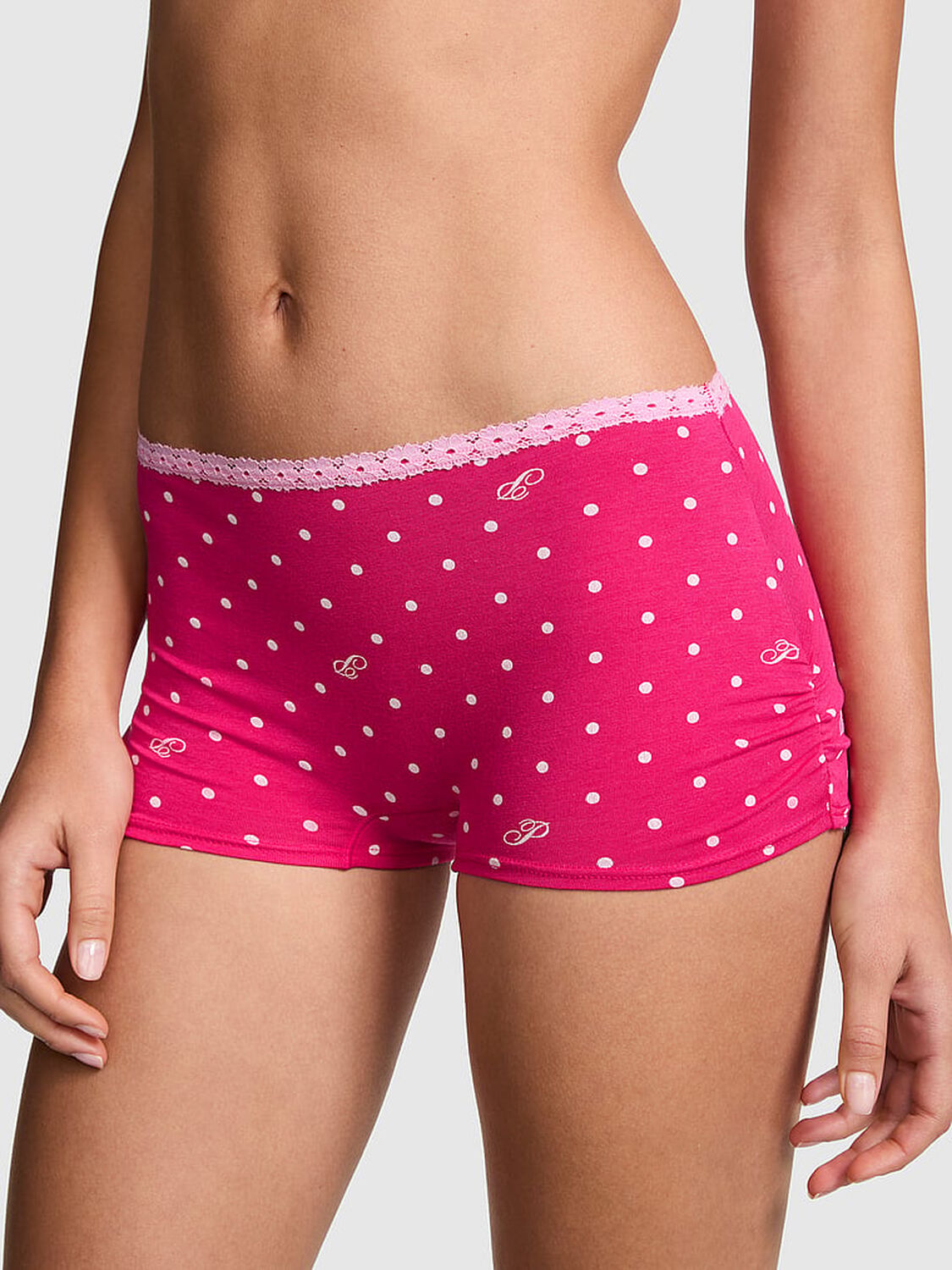 vs Pink Cotton Dorm Boyshort Panty Hot Stuff Dot P Print 1 of 3 