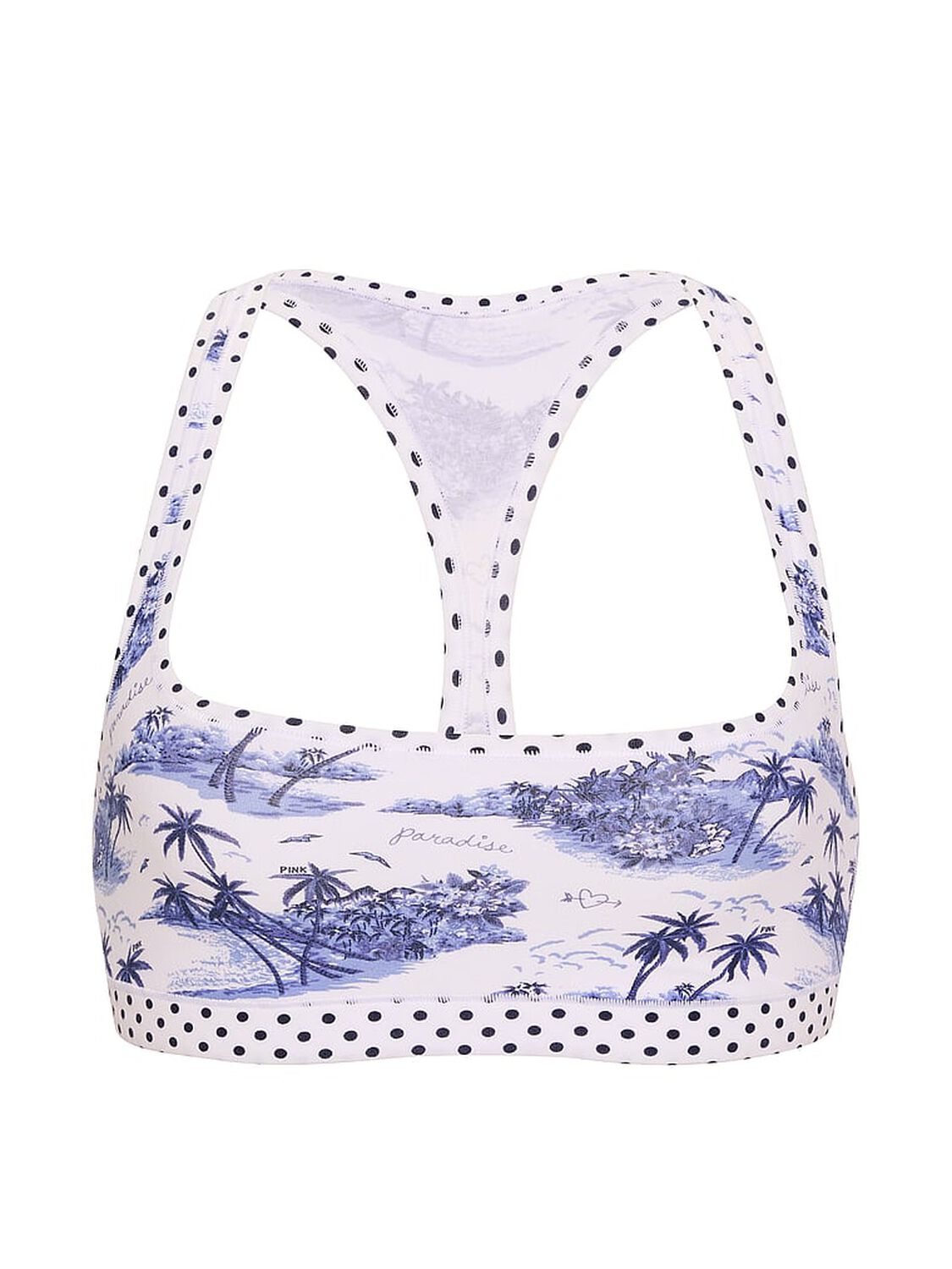 vs Pink Cotton Dorm Unlined Racerback Bralette Noir Navy Toile 3 of 3 