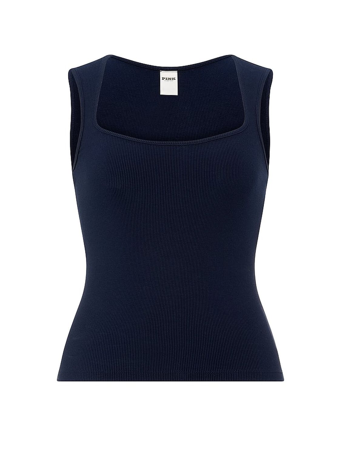 vs Pink All-Day Soft Rib Square-Neck Tank Top Noir Navy 3 of 3 