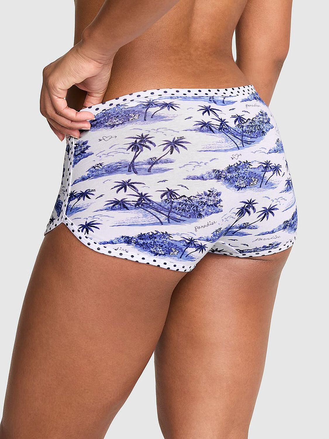 vs Pink Cotton Dorm Boyshort Panty Noir Navy Toile Print 2 of 2 