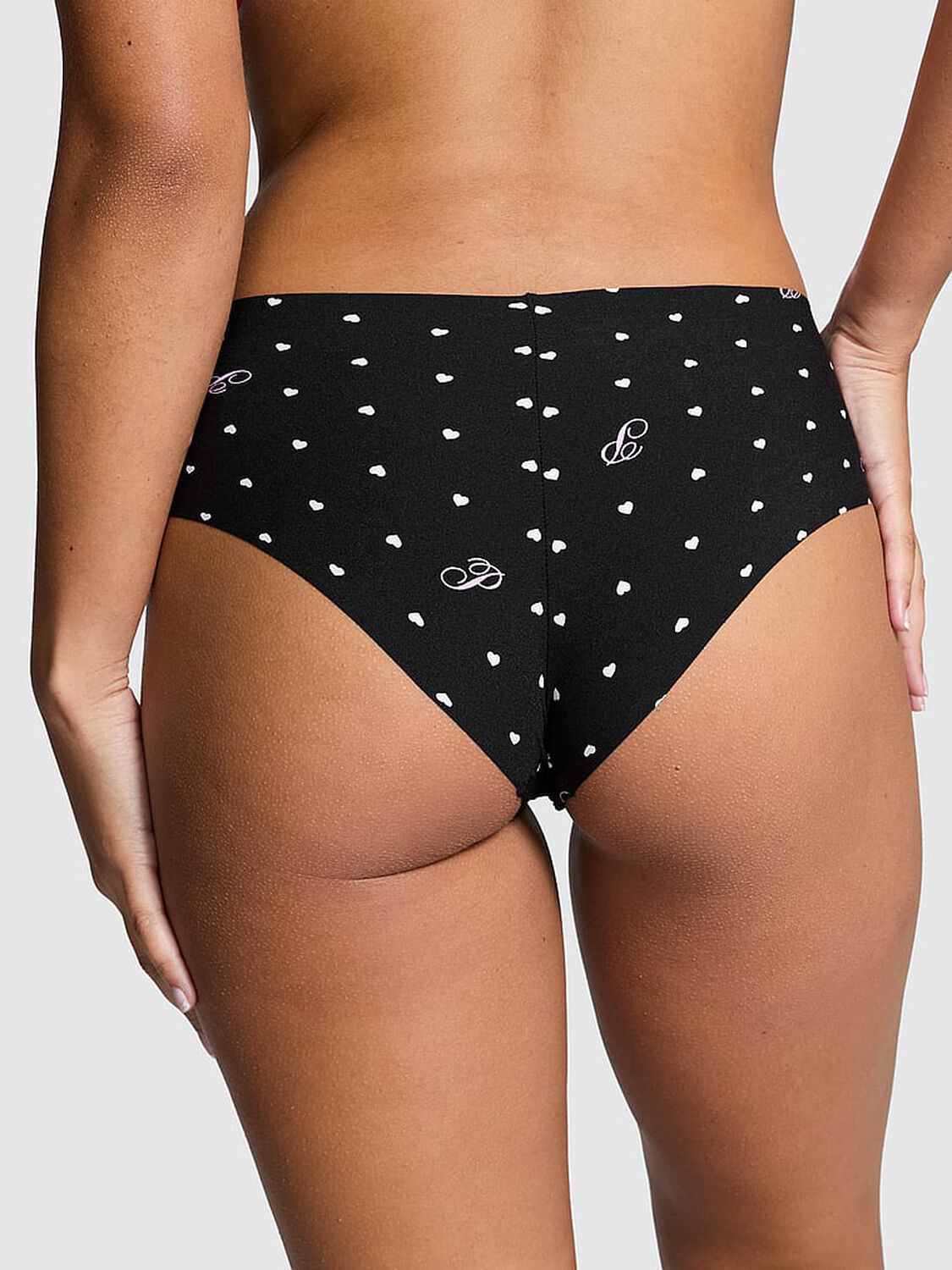 vs Pink No-Show Cheeky Panty Pure Black Heart Dot Print 2 of 3 