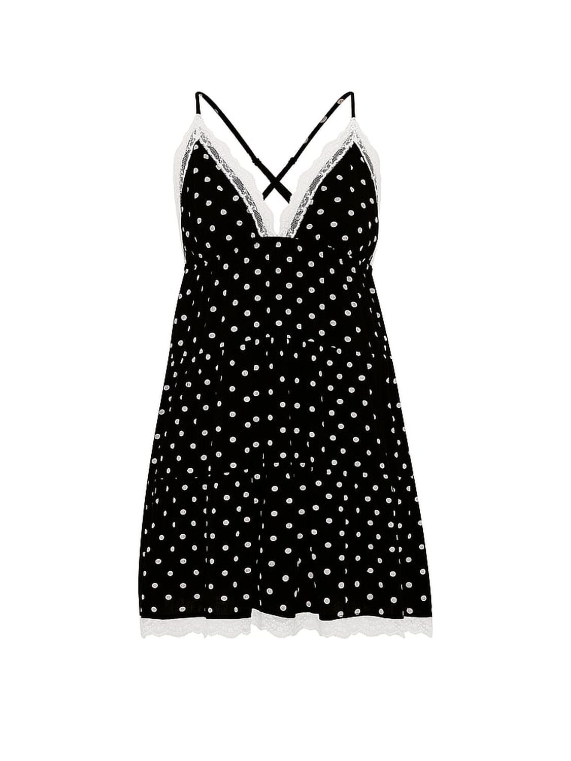 vs Pink Flirt Alert Tiered Mini Dress Black And White Dots 3 of 4 