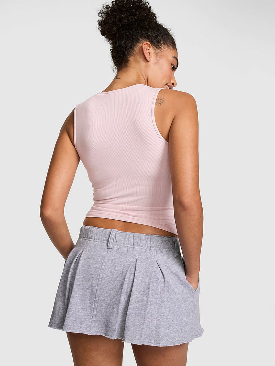vs Pink Campus Fleece&trade; Pleated Skort Medium Heather Grey 2 of 4 