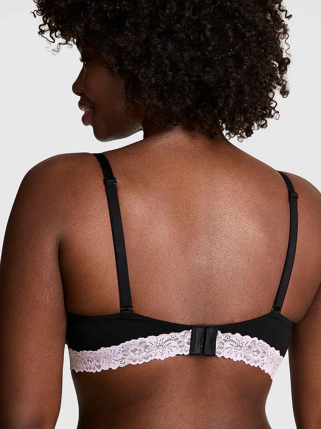 pink Pink Wear Everywhere Wear Everywhere&trade; Lightly Lined Full Coverage T-Shirt Bra Black Lace Trim 2 of 3 