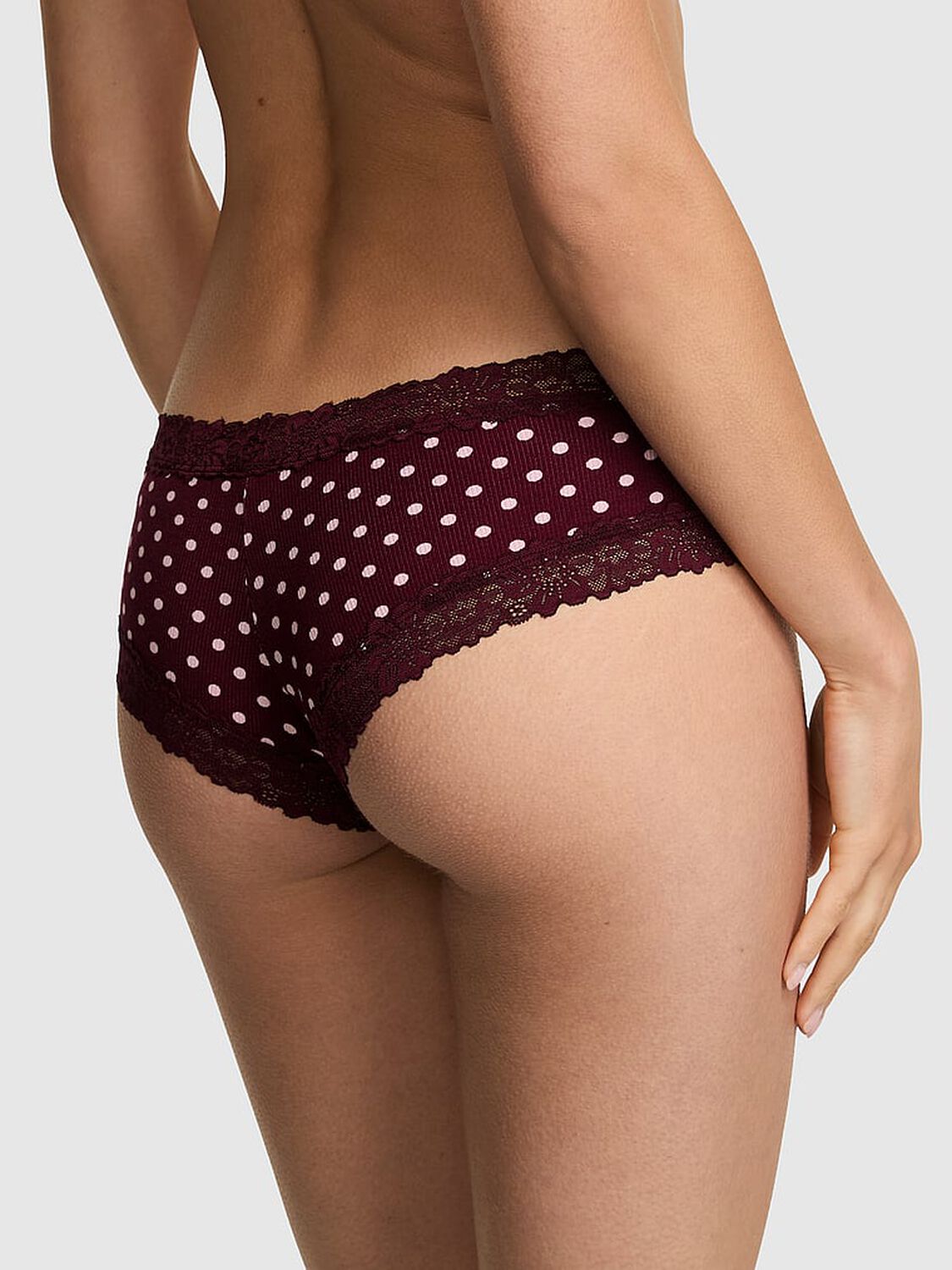 vs Pink Wink Lace-Trim Cheeky Panty Wild Rose Dot Print 2 of 3 