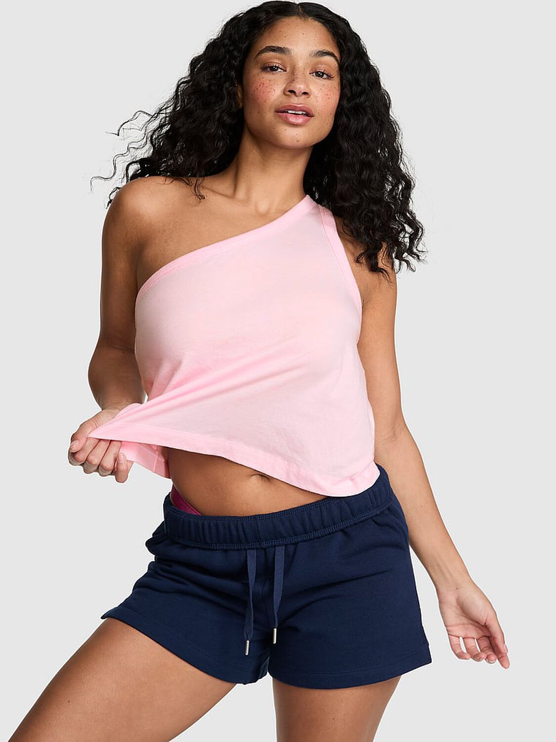 vs Pink Dream Jersey One-Shoulder Tank Top Coconut White 1 of 3 
