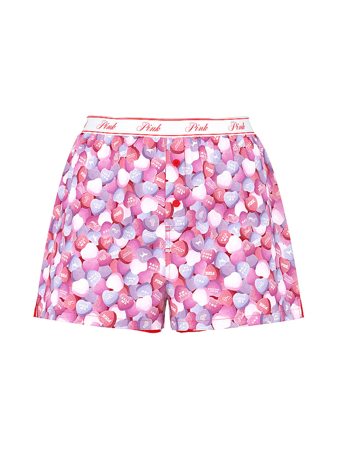 vs Pink Silky Sleep Boxy Pajama Shorts Candy Hearts Print 3 of 4 