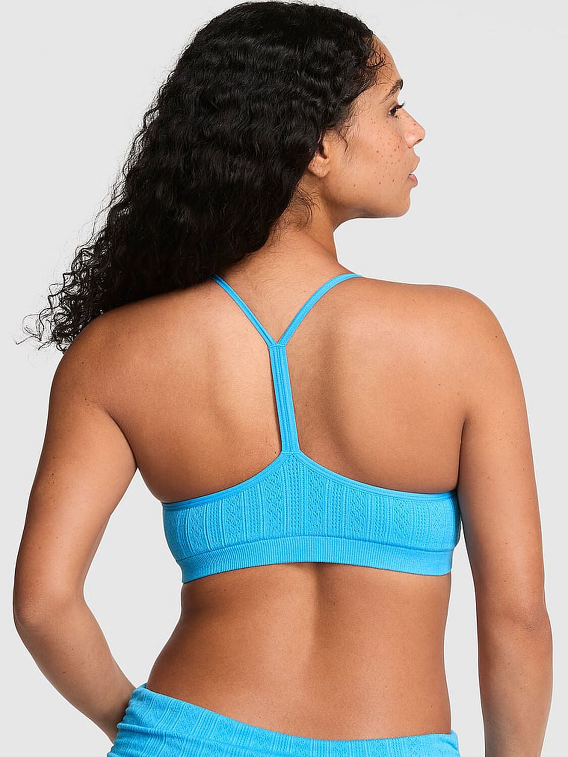pink Pink AnyWear Low-Scoop Racerback Bra Capri Blue 2 of 3 