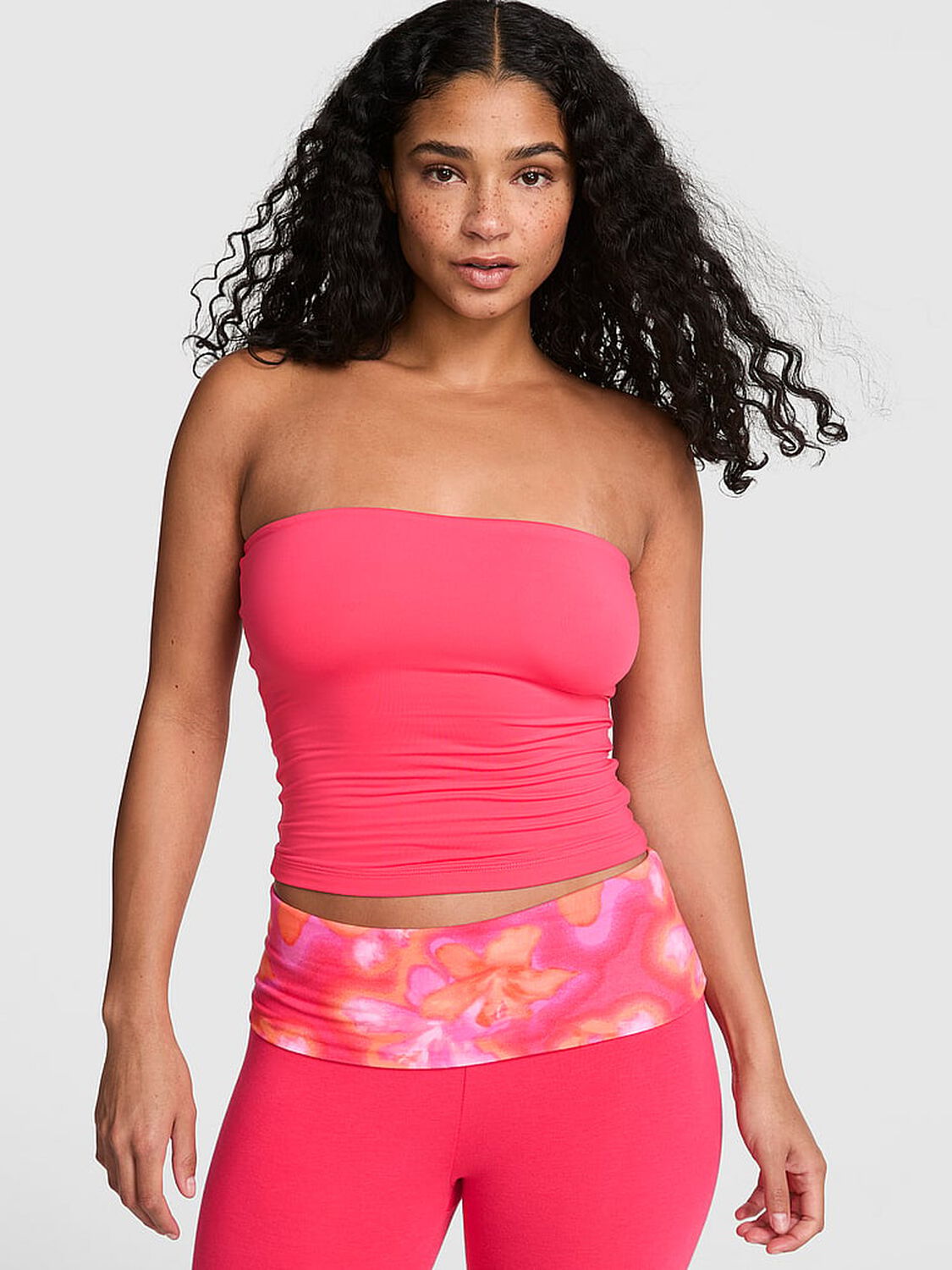 vs Pink PINK Base Stretch&trade; Tube Top Candy Pink 1 of 2 