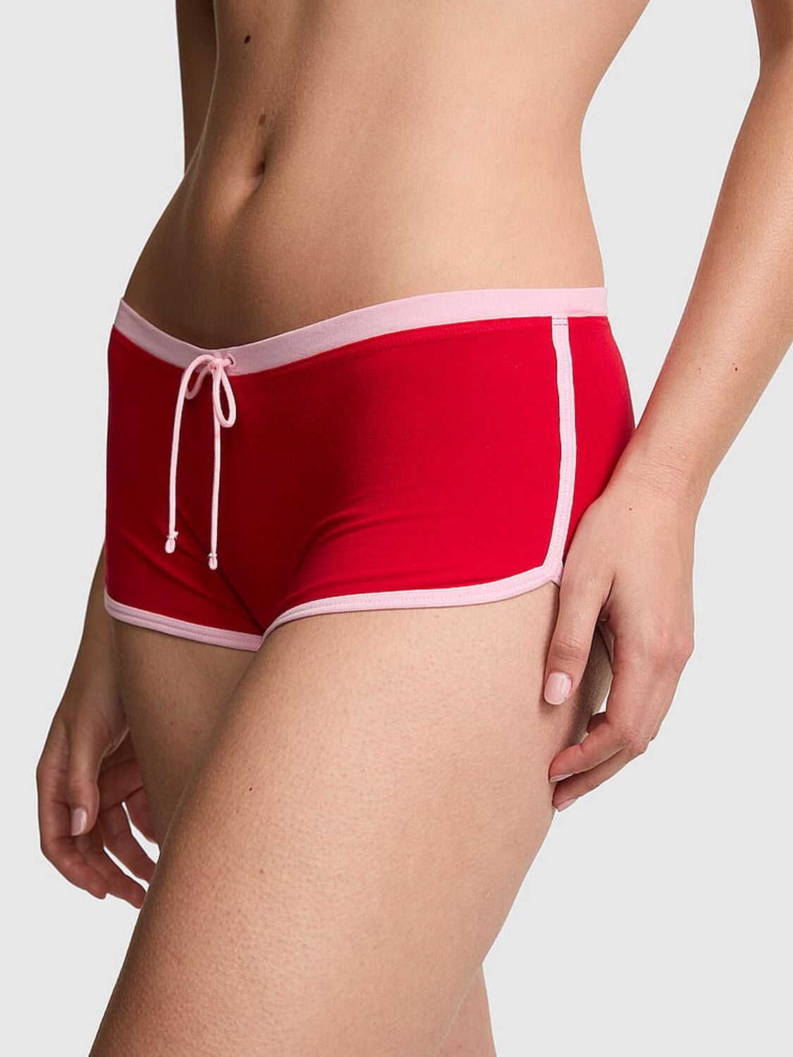 pink Pink Cotton Dorm Boyshort Panty Bright Vermillion With No Red Flags Butt Graphic 1 of 2 