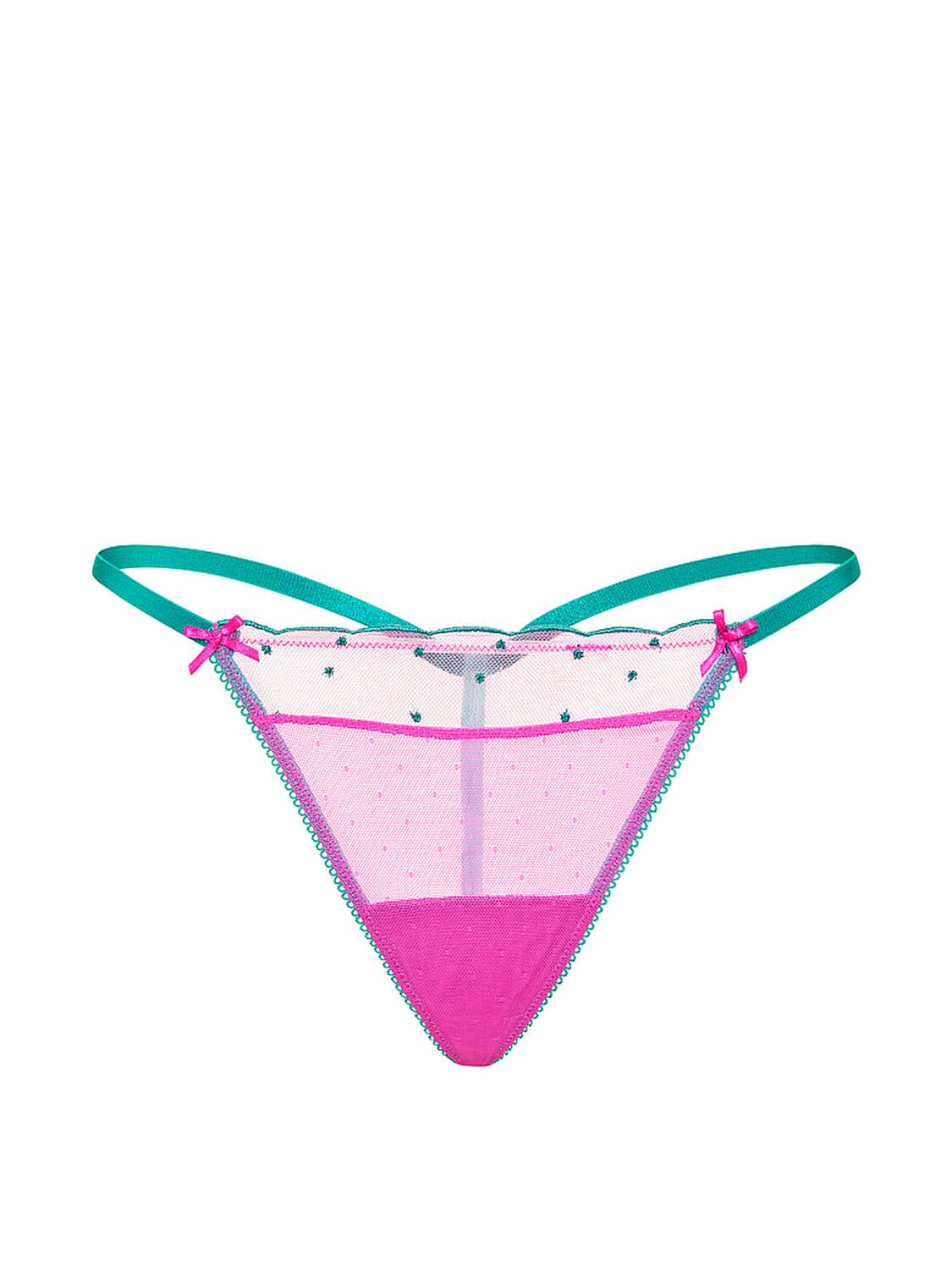 vs Pink PINK Wink&trade; V-String Panty Pink Berry W/Beach Teal Trim 3 of 3 