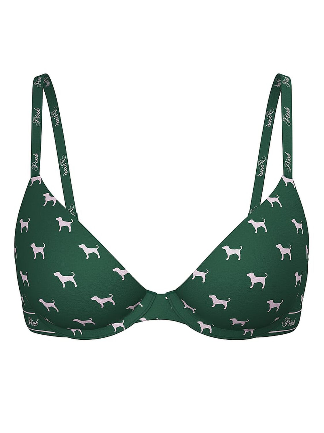 vs Pink Wear Everywhere Wear Everywhere Lightly Lined Full Coverage T-Shirt Bra Jaguar Green Dog Print 3 of 3 