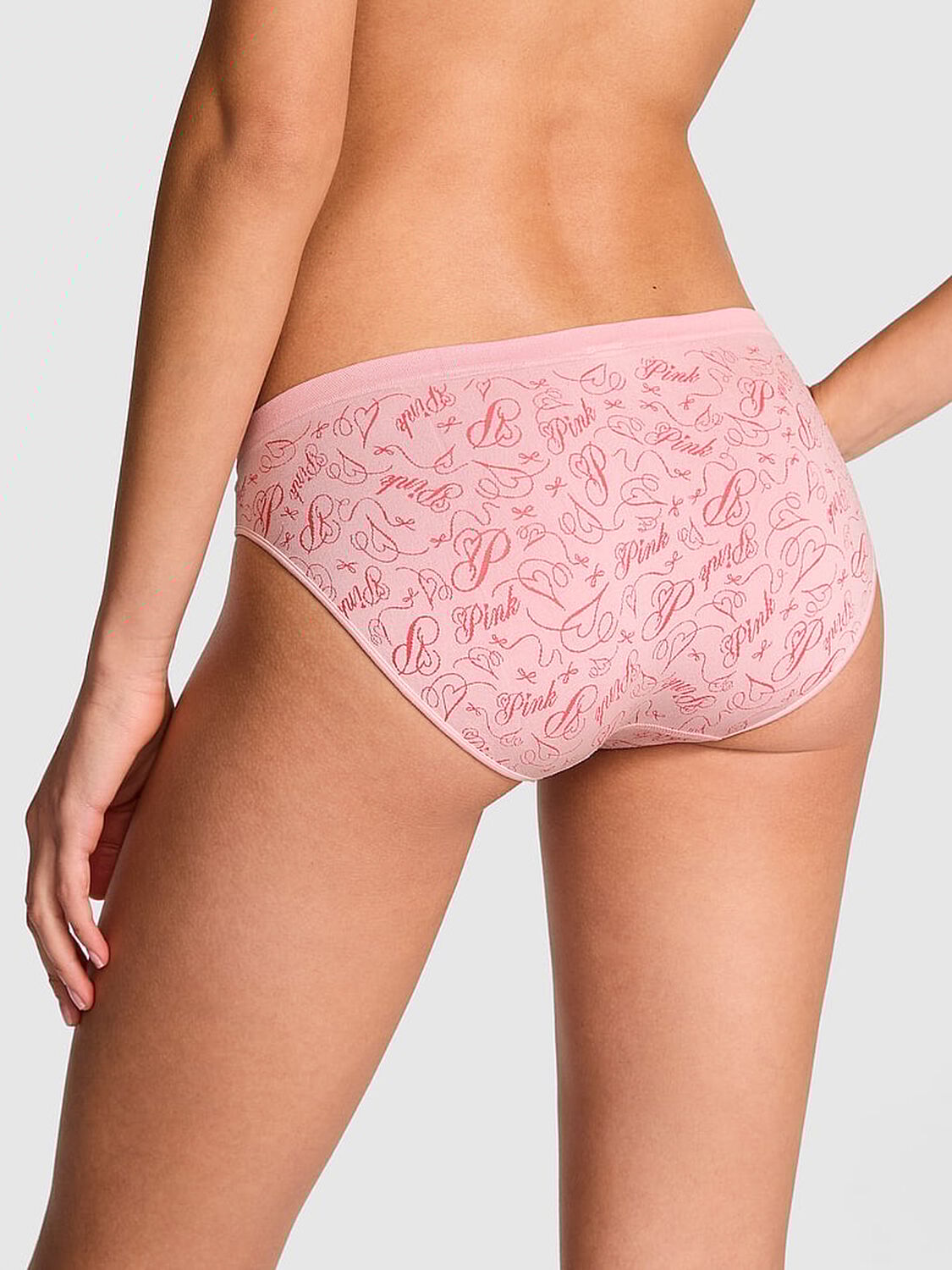 vs Pink Seamless Bikini Panty Angel Pink Love Script Print 2 of 3 
