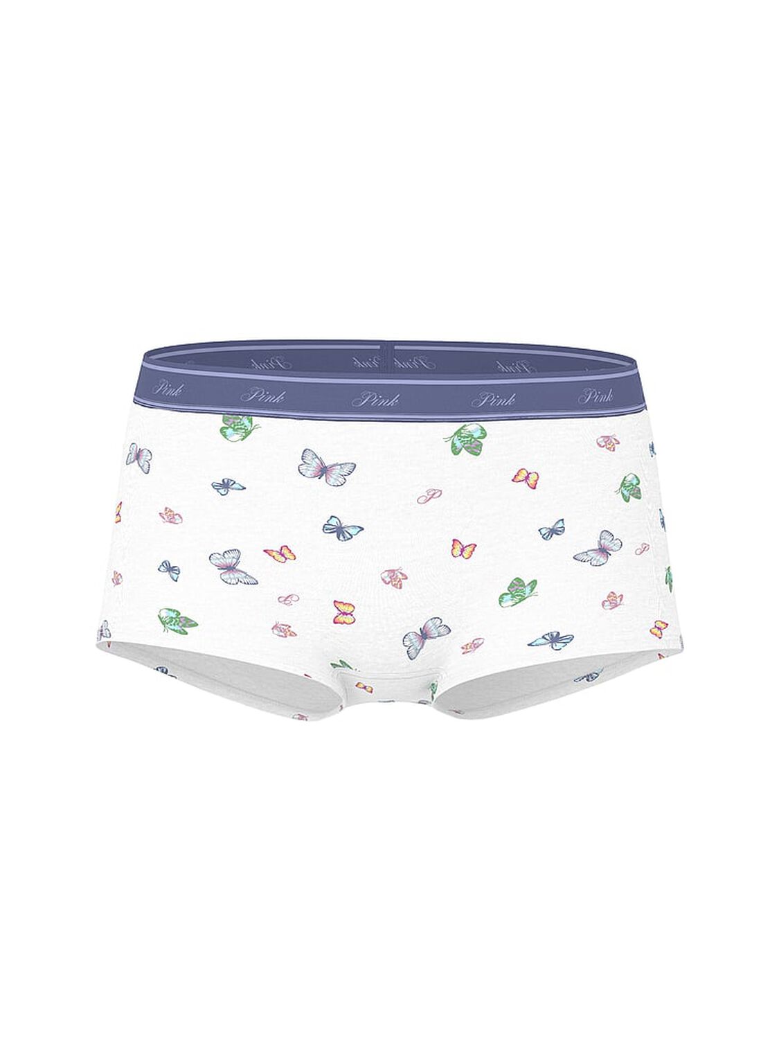 vs Pink Logo Cotton Boyshort Panty White Multicolor Butterfly 3 of 3 