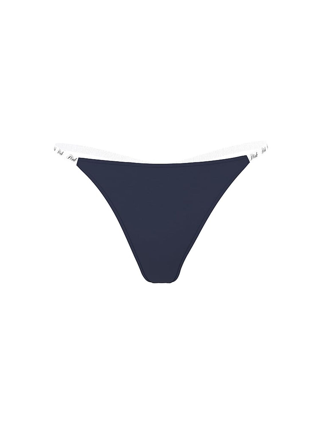 vs Pink Logo Cotton Scoop Thong Panty Noir Navy 3 of 3 