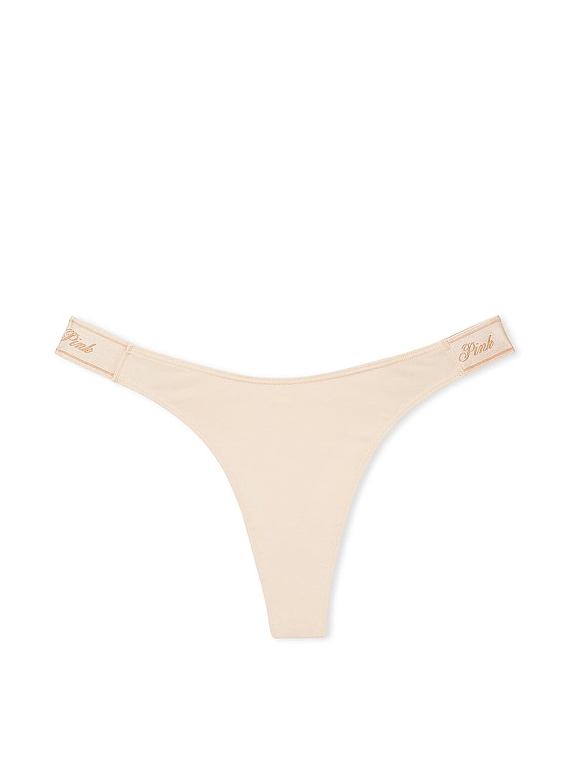 vs Pink Logo Cotton High-Leg Thong Panty Marzipan 3 of 3 