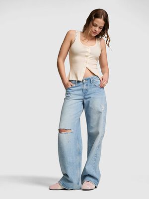 Relaxed Rib Button-Down Tank Top