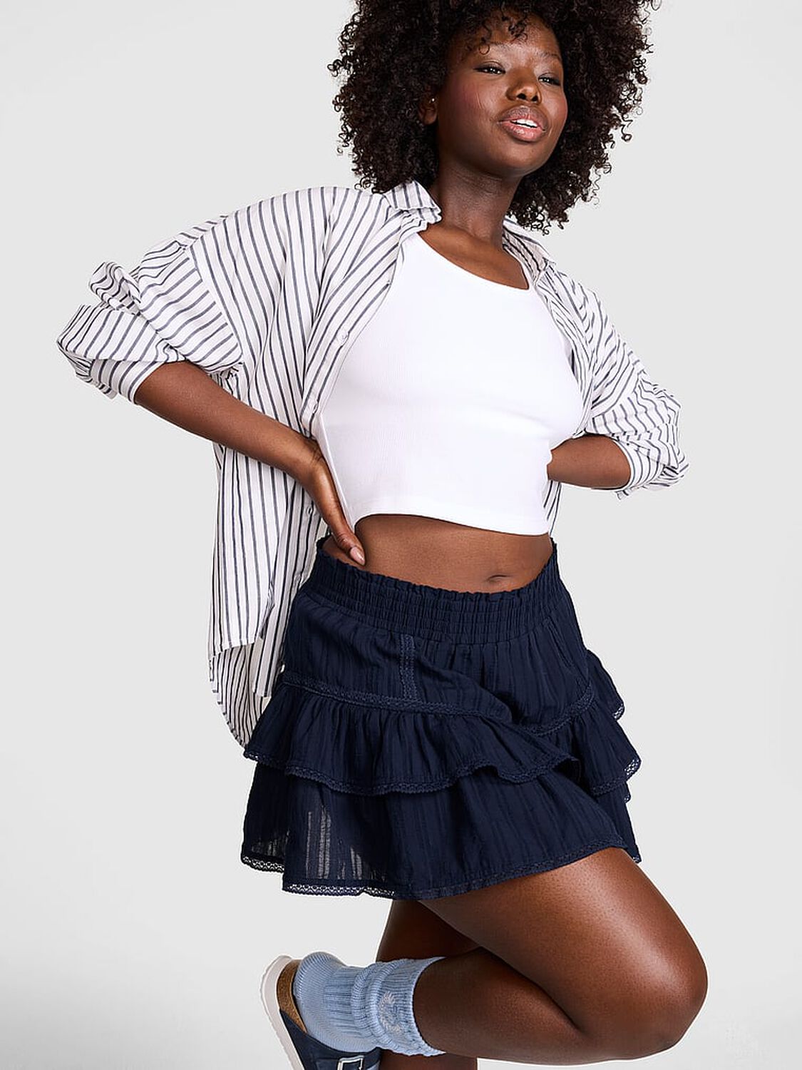 vs Pink Frill Seeker Ruﬄe Skort Noir Navy 1 of 3 
