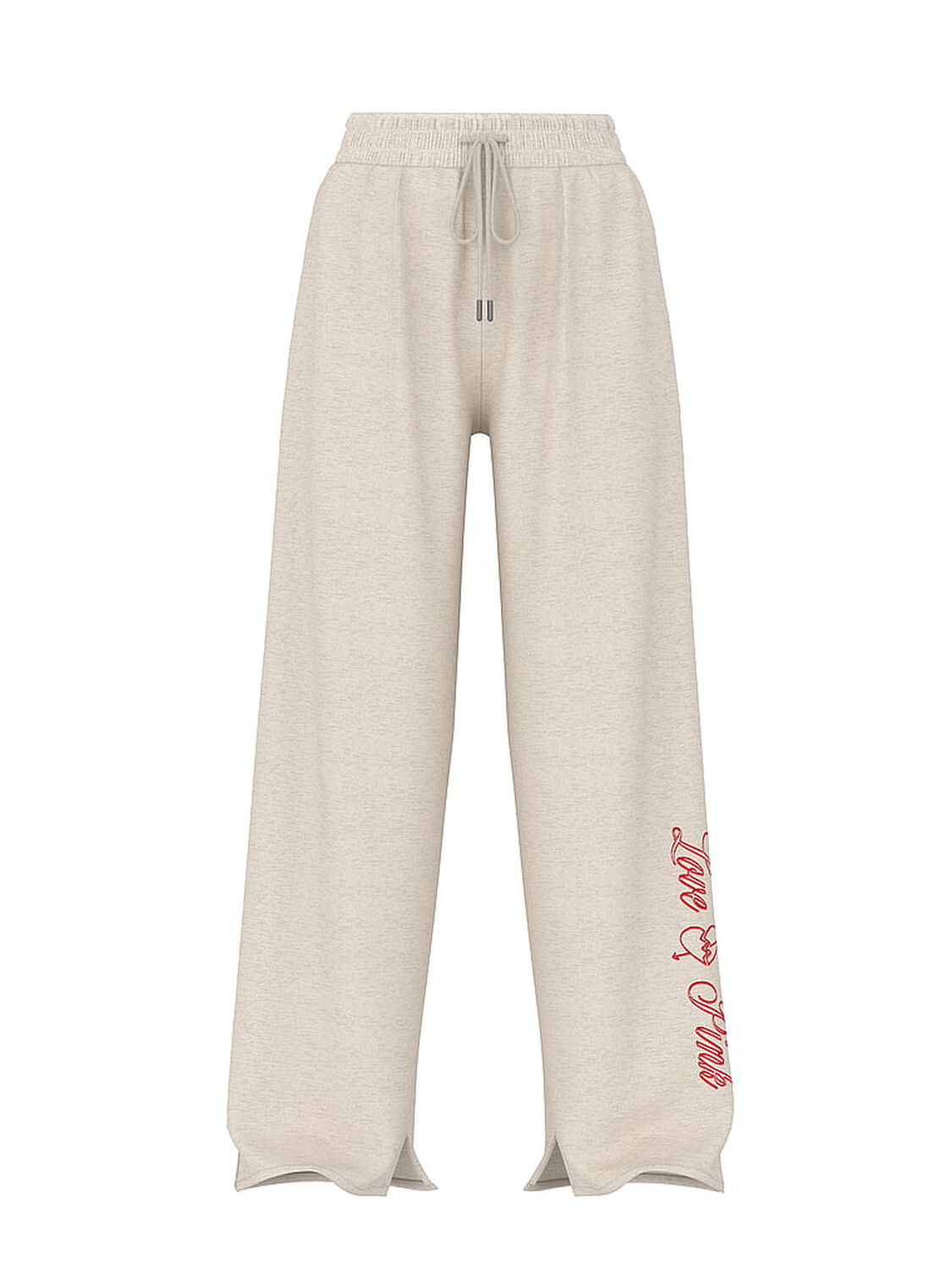 vs Pink Campus Fleece&trade; Wide-Leg Split-Hem Sweatpants Snow Heather Vday 3 of 3 
