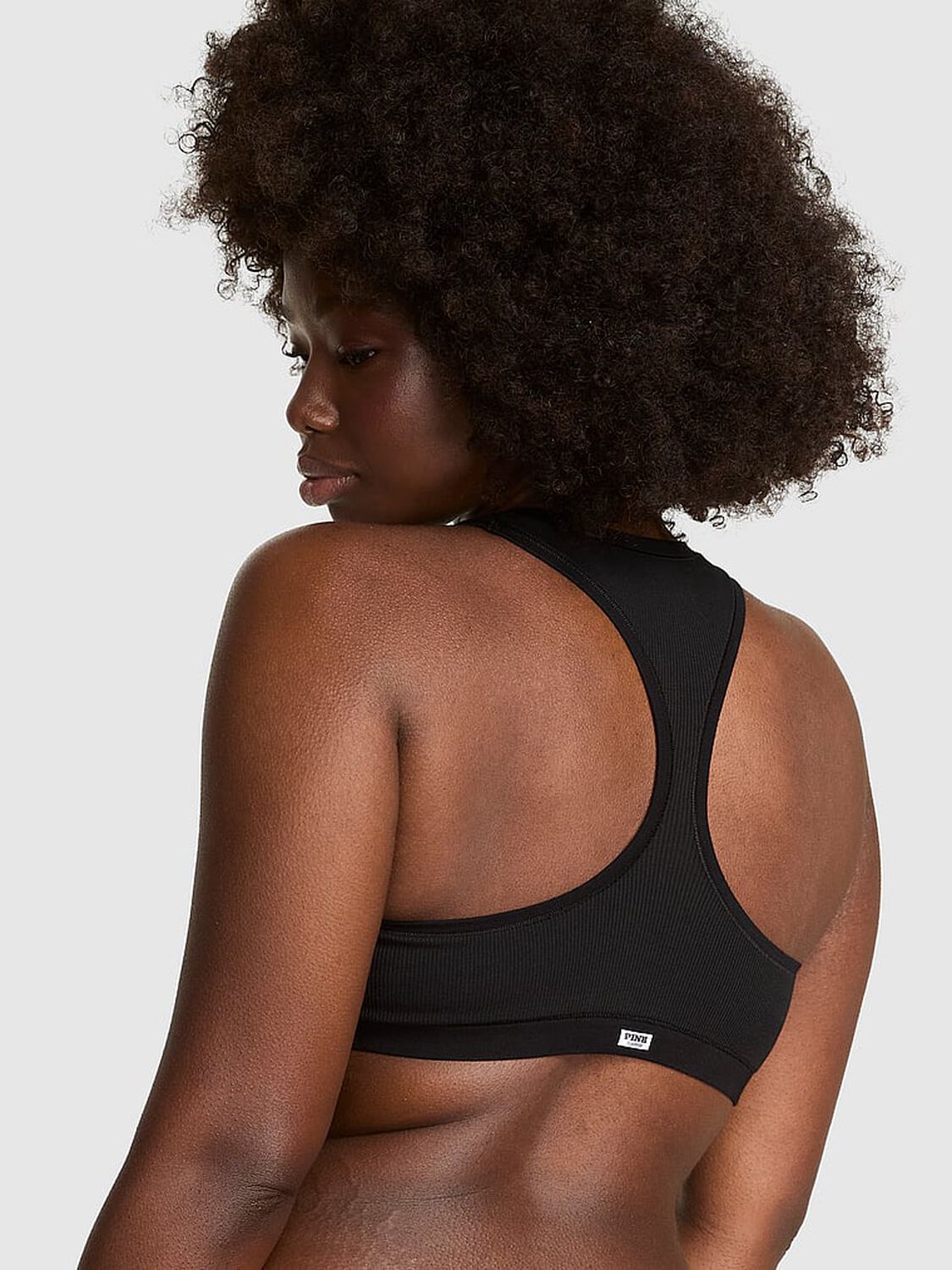 vs Pink Cotton Dorm Unlined Racerback Bralette Black 2 of 3 