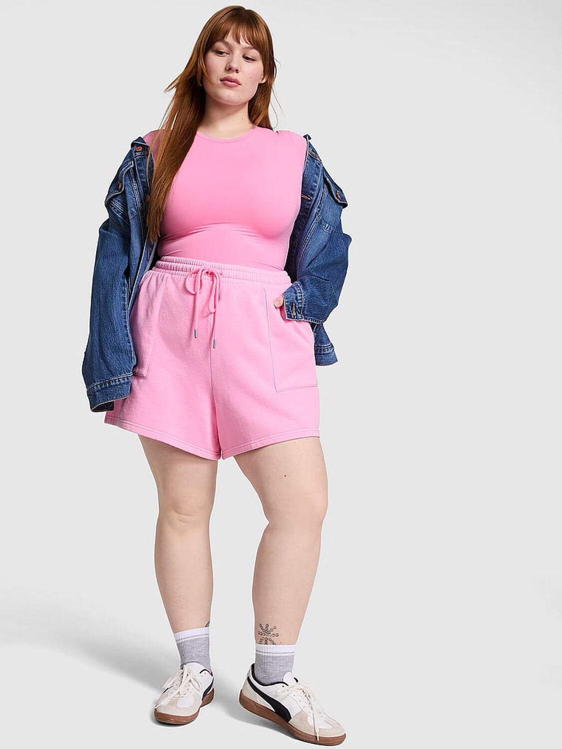 vs Pink Ivy Fleece Classic Shorts Pink Lollipop 1 of 3 