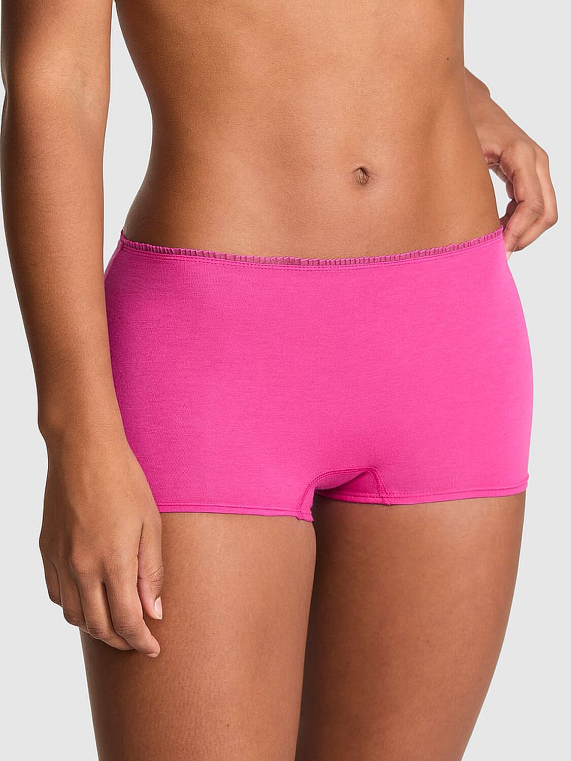 vs Pink Cotton Dorm Boyshort Panty Pink Fire 1 of 2 