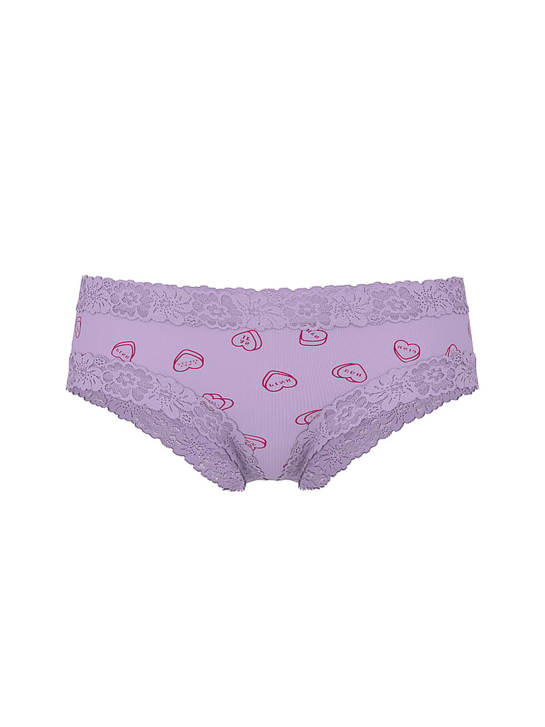 vs Pink Wink Lace-Trim Cheeky Panty Purple Candy Hearts 3 of 3 