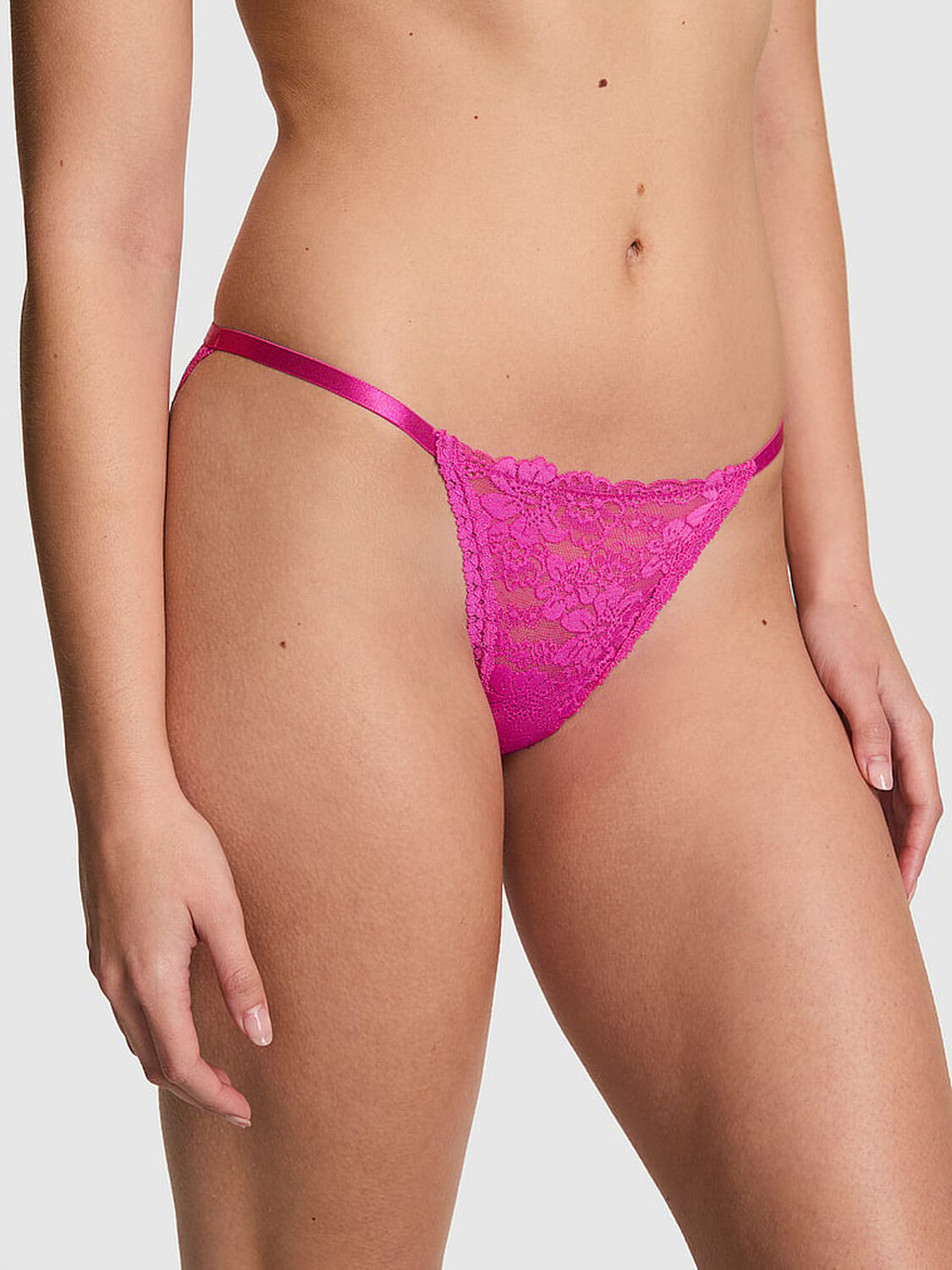 vs Pink Lace String Bikini Panty Pink Fire 1 of 3 