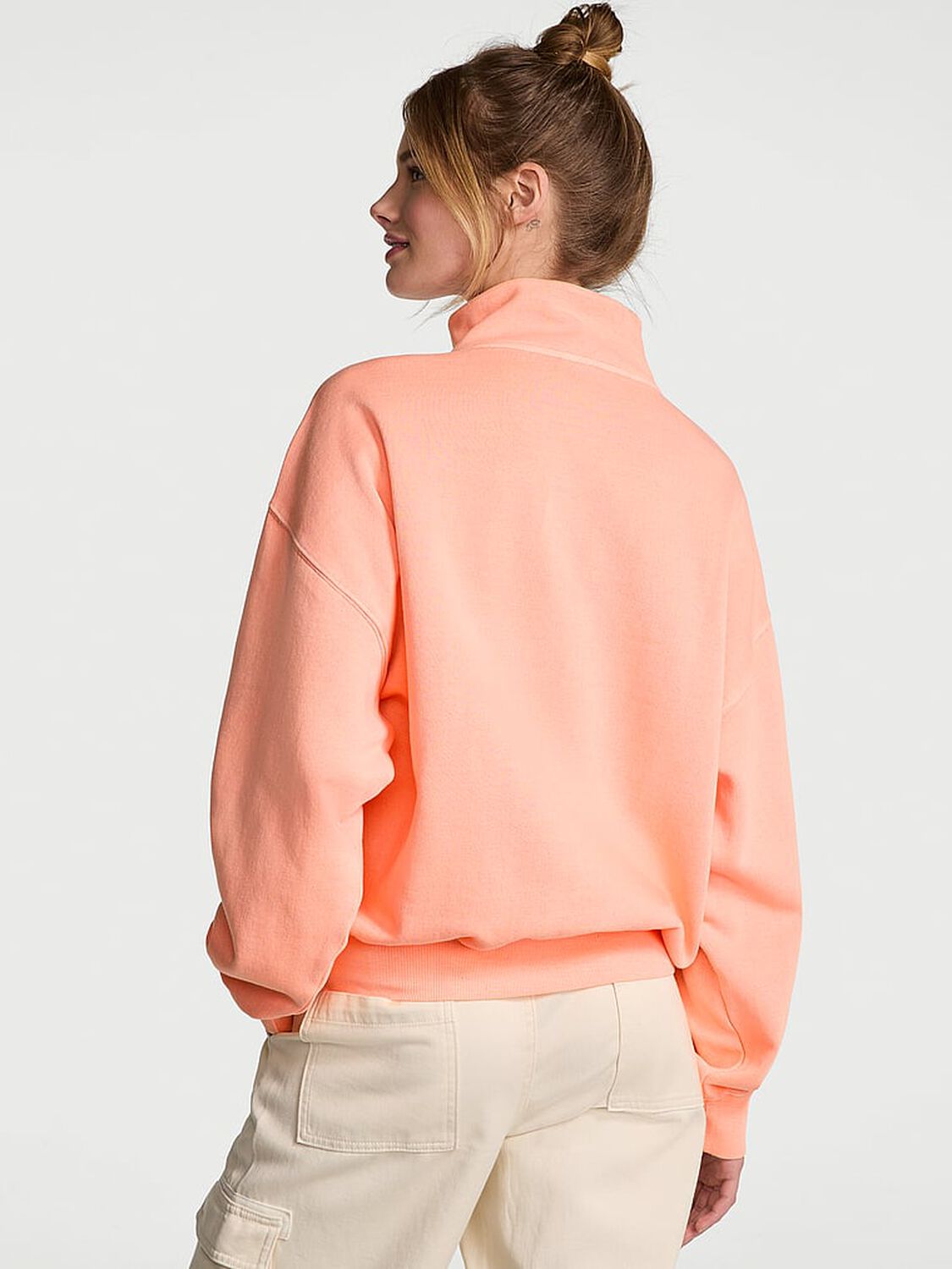 vs Pink Ivy Fleece Quarter-Zip Sweatshirt Orange Hills 2 of 3 