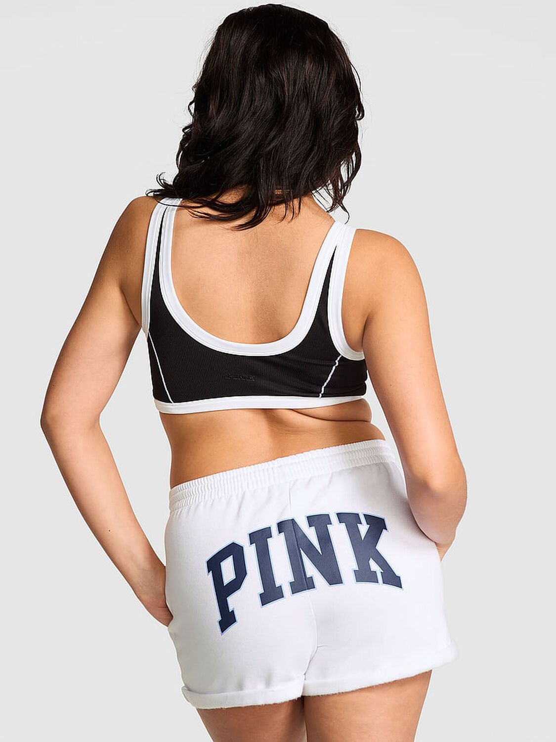 vs Pink Ivy Fleece Rolled Hem Shorts Limited Edition Varsity Blue & White 2 of 3 