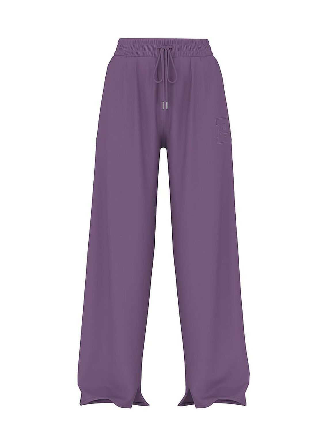 vs Pink Ivy Fleece Wide-Leg Split-Hem Sweatpants Frozen Plum 1 of 3 