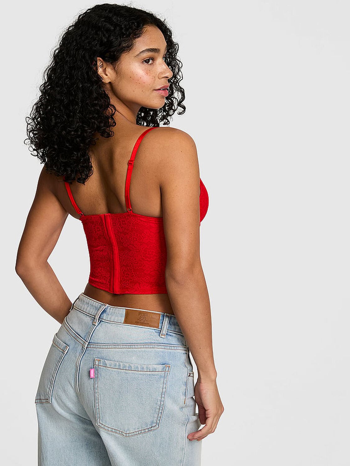 pink Pink Wink Wink Lightly Lined Plunge Corset Top Red Pepper 2 of 4 