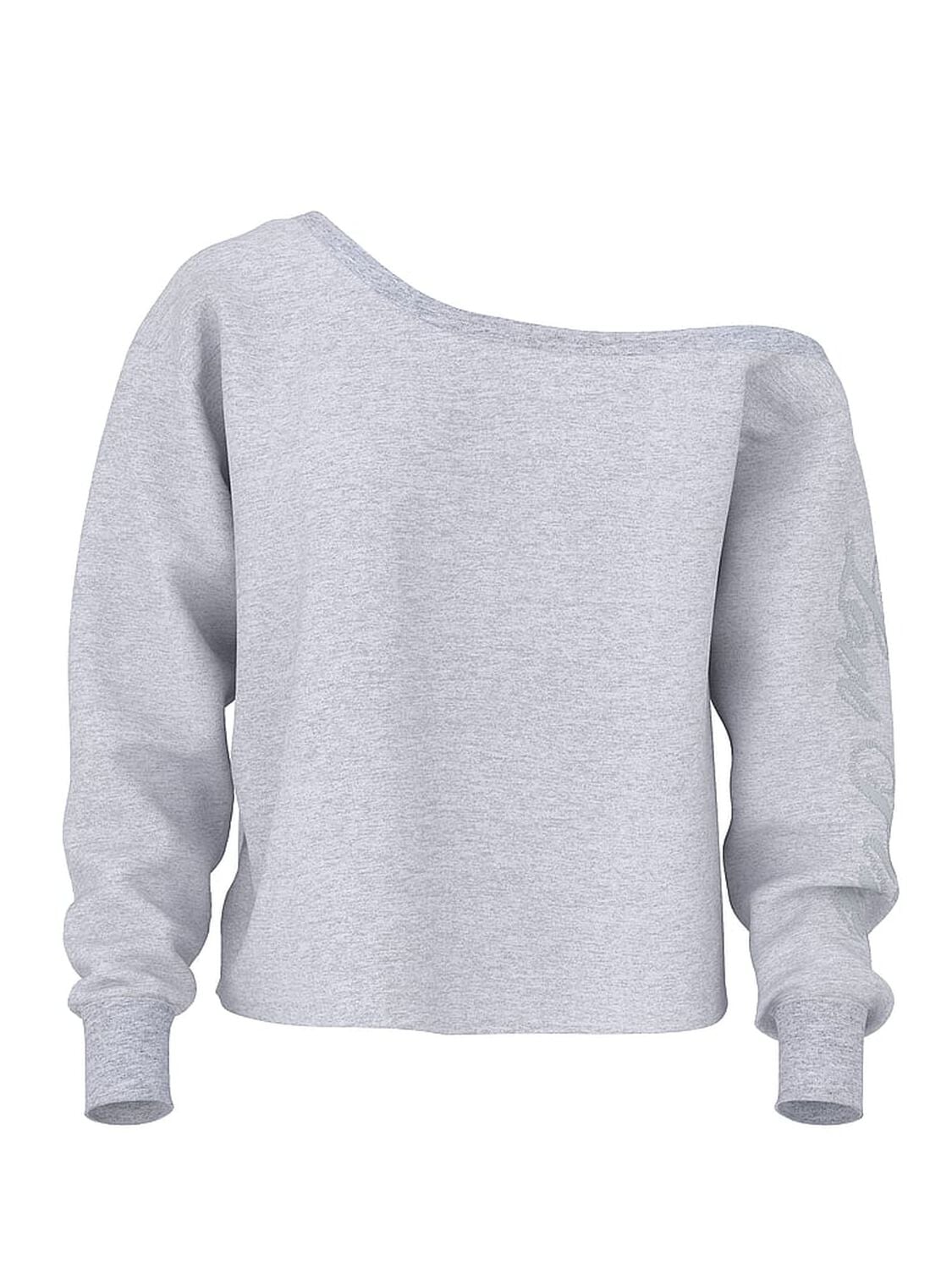 vs Pink Campus Fleece&trade; Rib Off-The-Shoulder Sweatshirt Medium Heather Grey Spring 3 of 3 