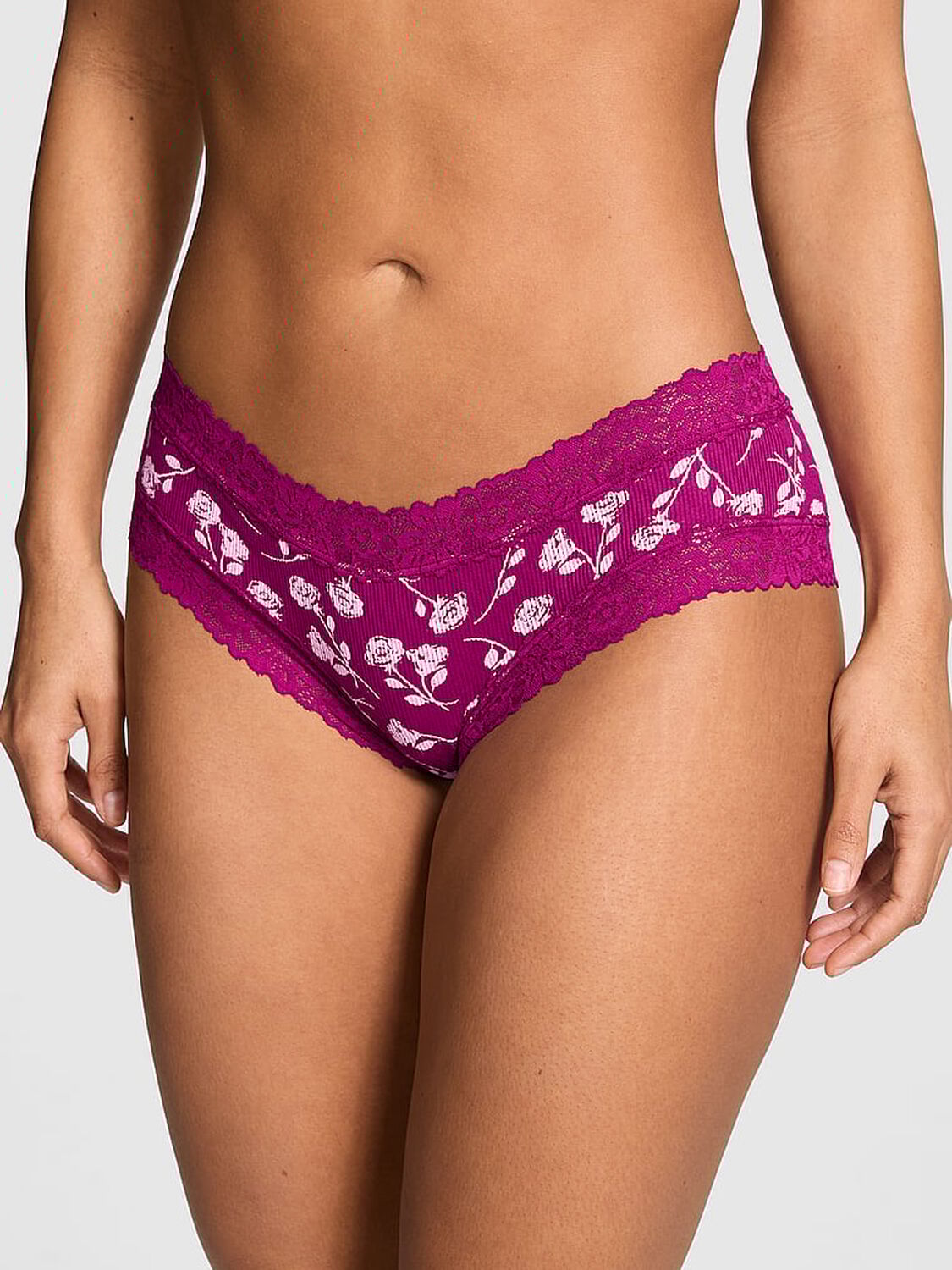 vs Pink Wink Lace-Trim Cheeky Panty Print 1 of 3 