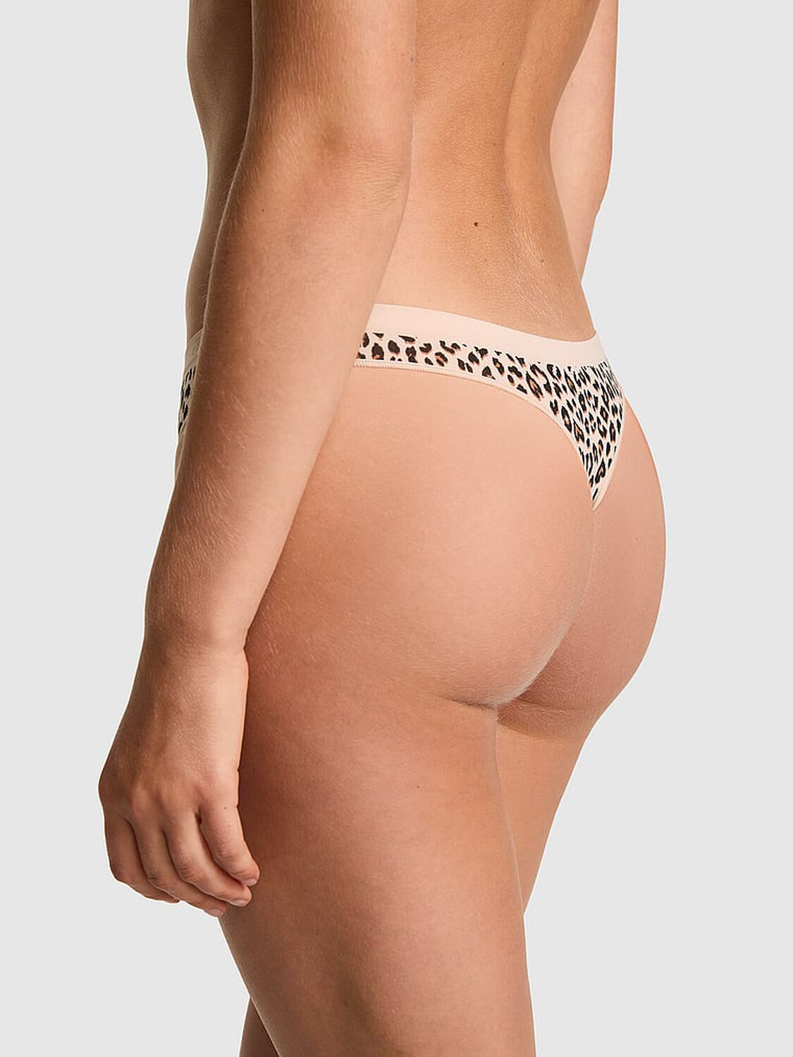 vs Pink Seamless Thong Panty Marzipan Leo Print 2 of 3 