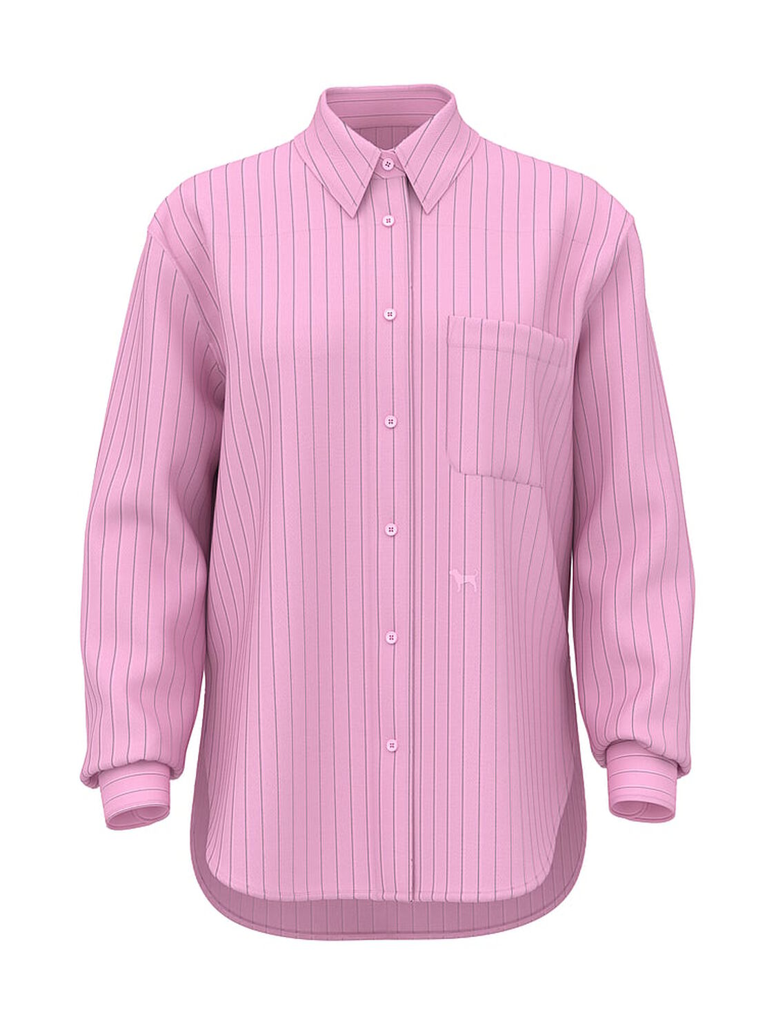 vs Pink Boyfriend Button-Down Sleepshirt Pink Stripe 3 of 4 