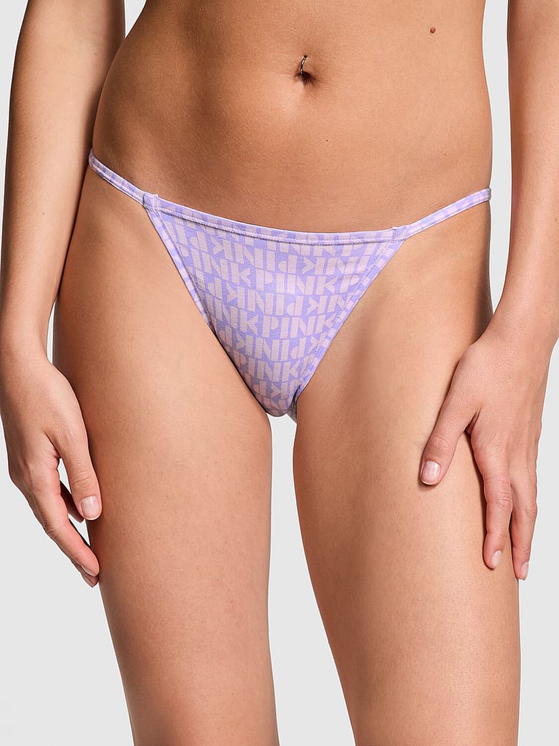 vs Pink Cotton String Bikini Panty Purple Cloud Pink Logo Print 1 of 3 