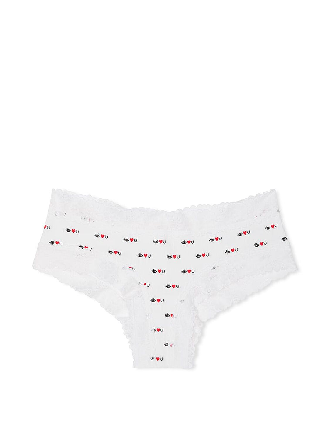 vs Pink Wink Lace-Trim Cheeky Panty White Eye Heart You Print 3 of 3 