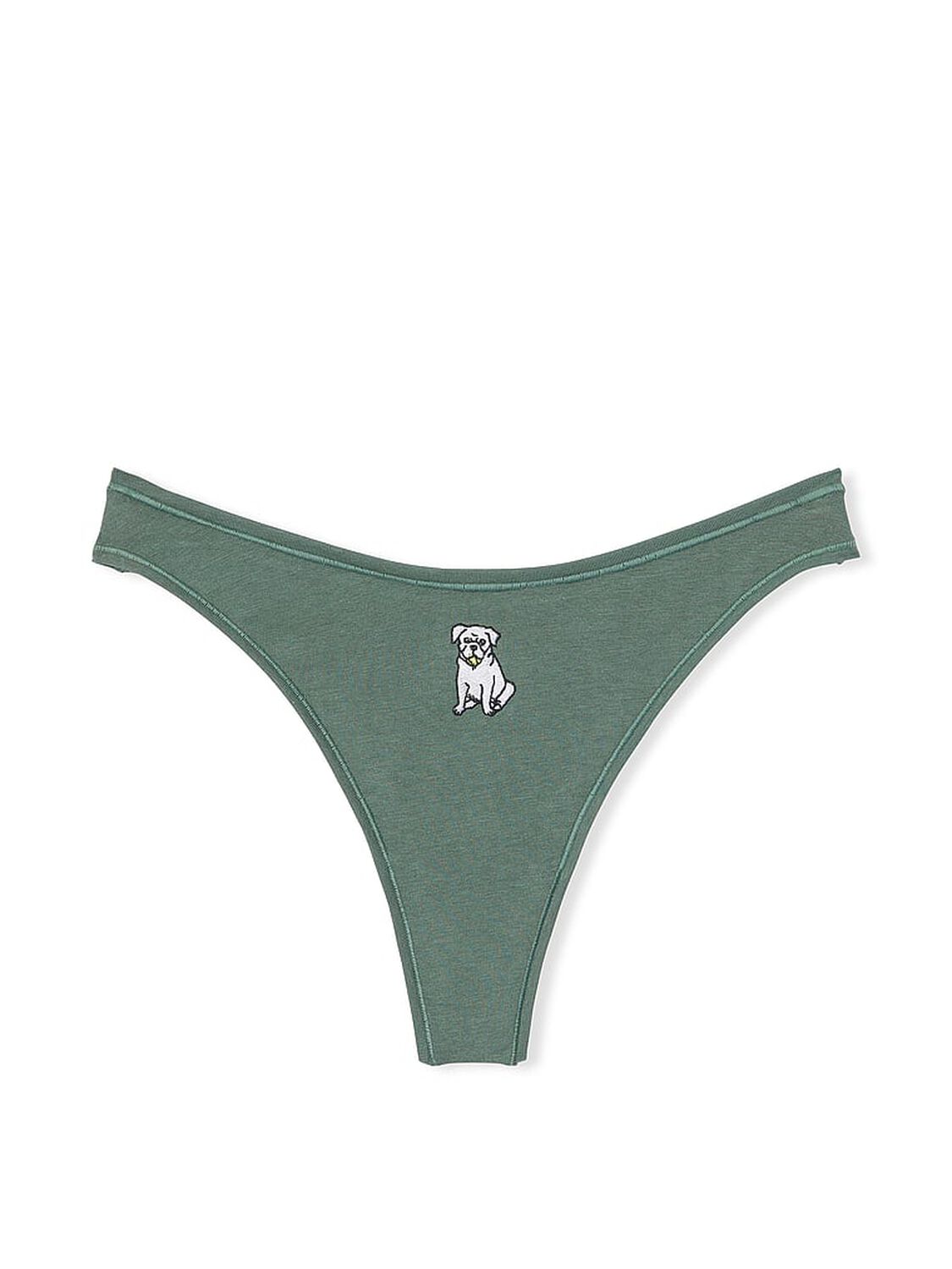 vs Pink Cotton High-Leg Thong Panty Fresh Forest W Dog Graphic 3 of 3 